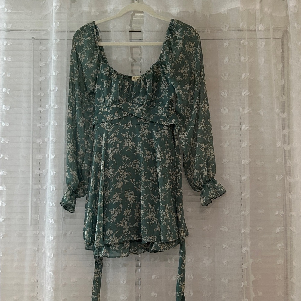 Altar’d State Green Floral Long Sleeve Dress